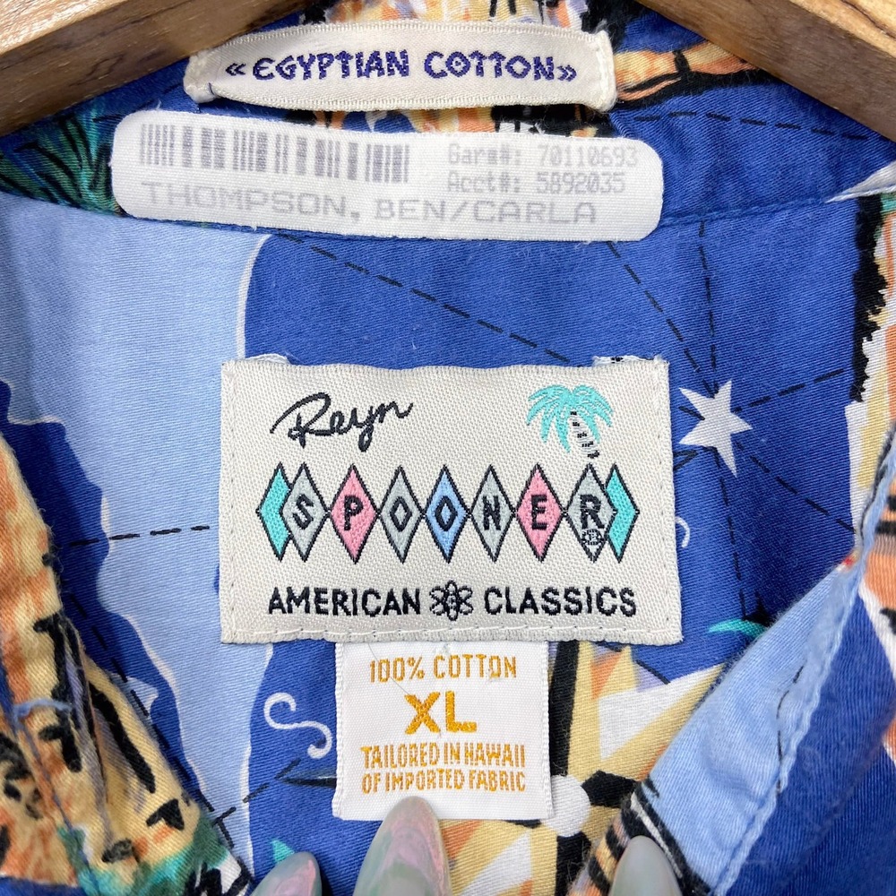 Reyn Spooner Hawaiian Shirt Size‎ XL RWA Airlines World Map Travel Retro Beach - Picture 2 of 11